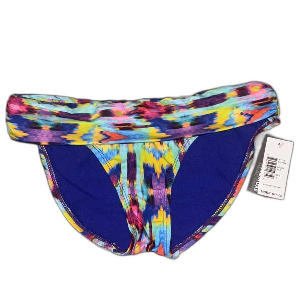 Kenneth Cole Reaction: Fold-Over Waist Bikini Bottom Abstract Print X-Large